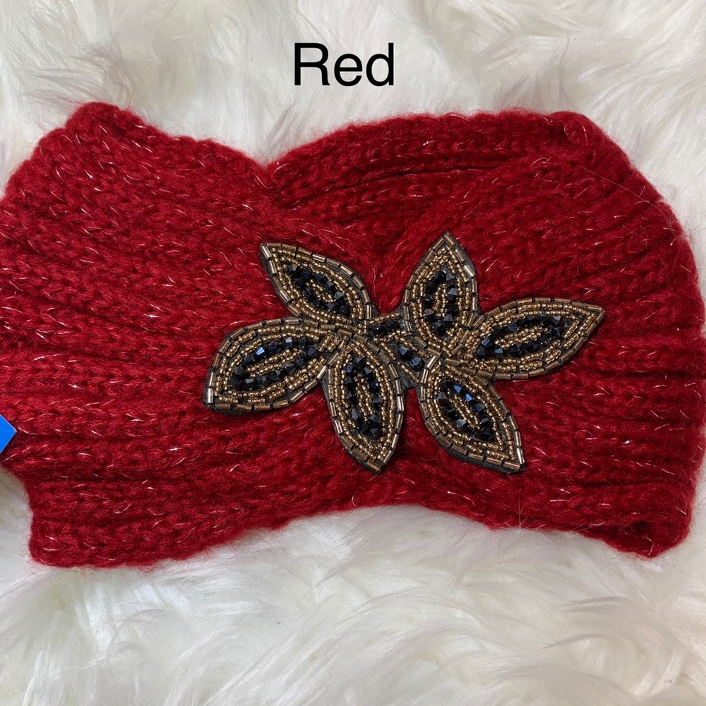 Knitted Headwrap Ear Warmer with Beaded Bling